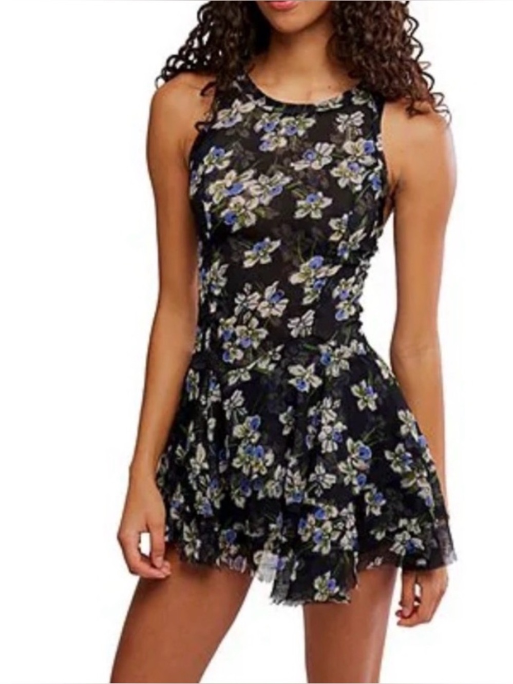 Free People Raven Printed Mini Dress. NWT. Midnight